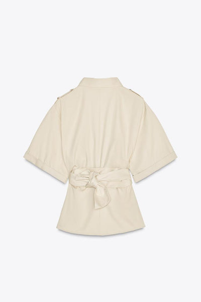 CHEMISE À PASSANTS ET CEINTURE