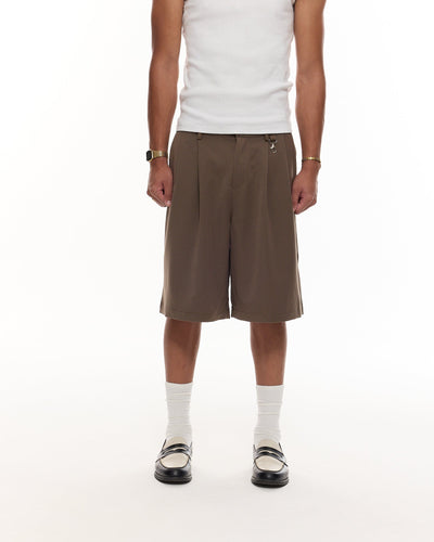 SHORT À PINCE - MARRON