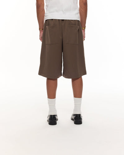 SHORT À PINCE - MARRON