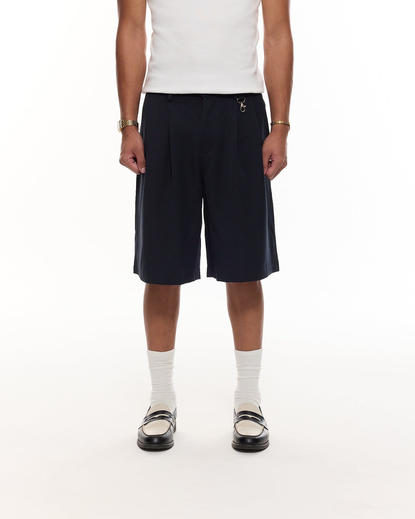 SHORT À PINCE - BLEU MARINE